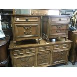 A modern dressing chest with a raised mirror back