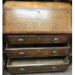 A George III oak fall front bureau fitted interior