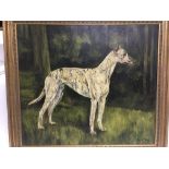 A gilt framed David French oil on canvas of a grey