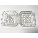 A pair of Lalique style pin dishes.