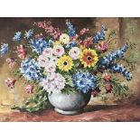 A still life oil painting depicting flowers attrib