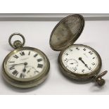 A silver Benson pocket watch plus another by John
