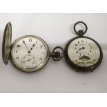 A silver and enamel half hunter pocket watch with