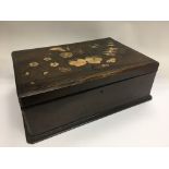 A marquetry sewing box with a fitted interior, app