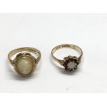 Two 9ct gold rings comprising a cameo and garnet s