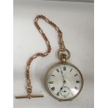 A gent's 9ct gold pocket watch with subsidiary dia