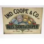 An antique Ind Coope advertising sign on card, app