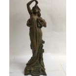 A Austrian-art Nouveau figure in the form of a maiden holding grapes 54 cm marked Ernst Waliss