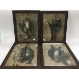 Four framed and glazed paintings of game birds, ap