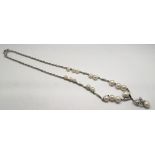 A silver and cultured pearl necklace, approx 24cm