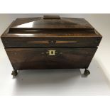 A Quality inlaid William Vl Rosewood tea caddy wit
