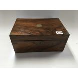 A brass bound walnut writing box with a fitted int