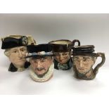 Four Royal Doulton character jugs comprising Johnn