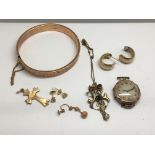 A small group of gold jewellery including a 9ct ba