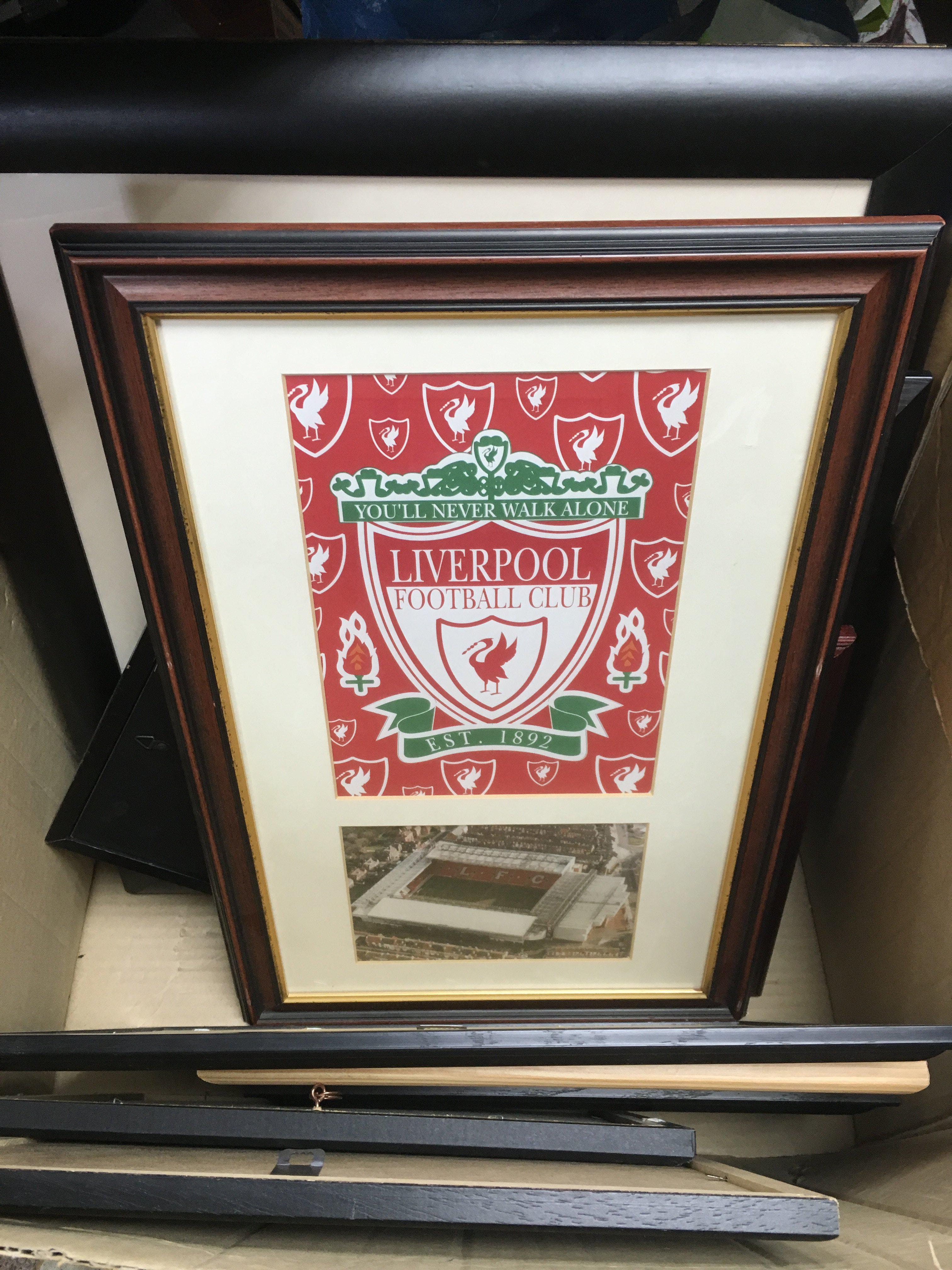 A box containing football memorabilia including postcards, trade cards and framed pictures plus a - Bild 3 aus 4