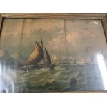 Two gilt framed oilagraphs depting sea scape views