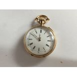 A Quality 14ct Gold Watch with an open face the re