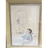 A framed and glazed watercolour of the late Virginia Graham by Sir John Ward, approx 47cm x 63cm.