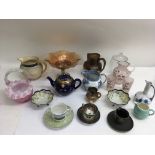 A group of decorative ceramics and glass plus cres
