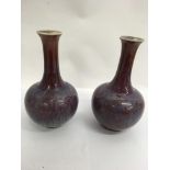 A pair of Chinese purple hare fur vases, both a/f.Approx 22cm