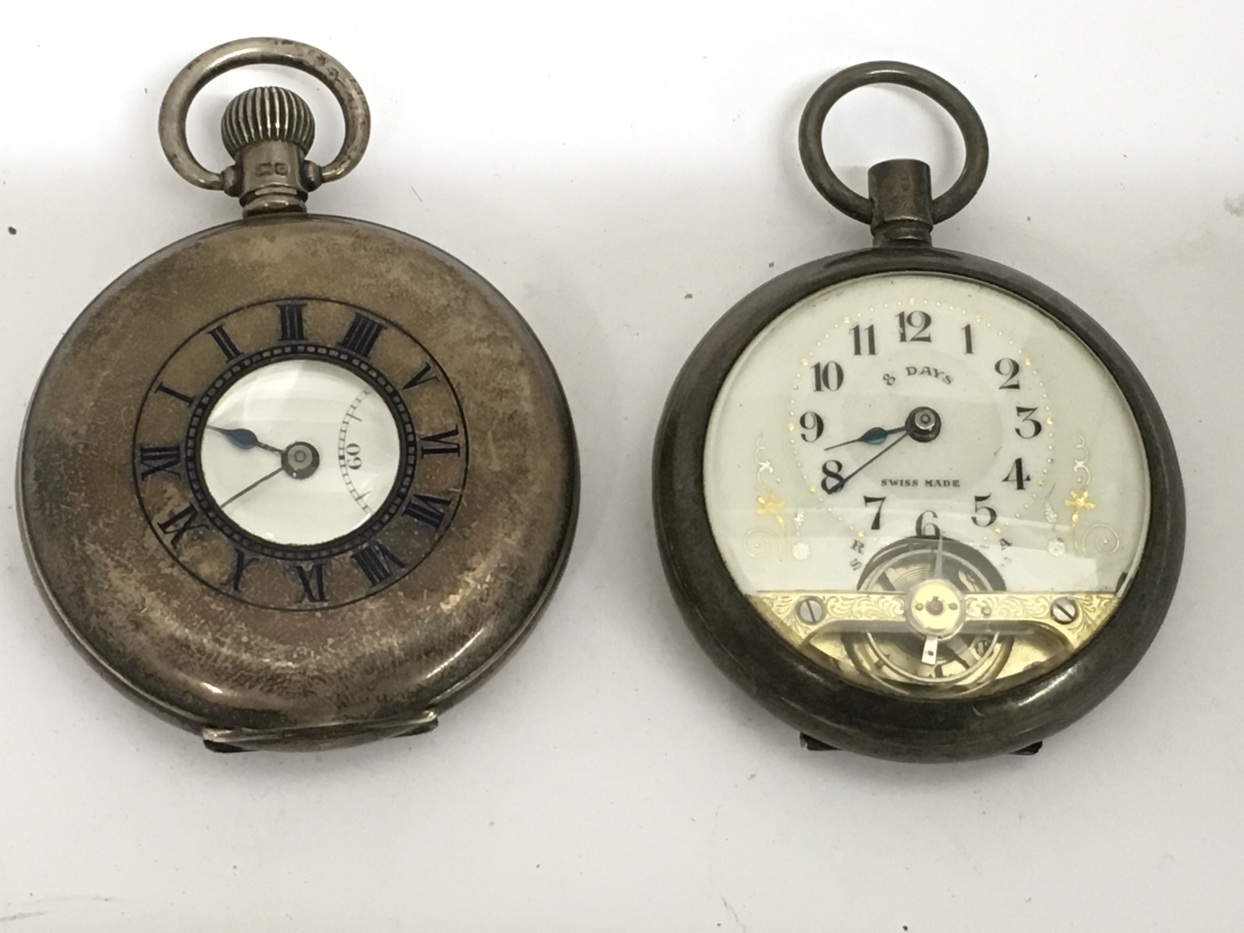 A silver and enamel half hunter pocket watch with - Bild 2 aus 2