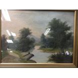 A pair of framed oil painting depicting landscape