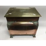 A brass and copper coal box, approx 41cm x 32.5cm