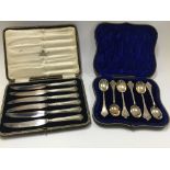 A cased set of silver spoons, London hallmarks and