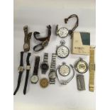A collection of various wristwatches, pocket watches, lighters etc.