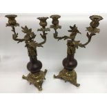 A pair of 19th Century candlesticks with gilt meta