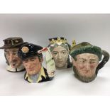 Four Royal Doulton character jugs including Comple