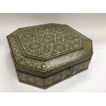 An inlaid mother of pearl box octagonal shaped box