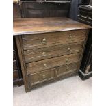 An 18th Century oak chest of drawers, fitted with