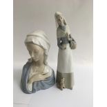 A Lladro figure of Madonna and one other Lladro fi