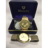 Two gold tone Gents Accurist wristwatches.