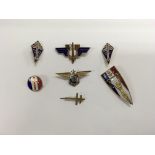 A group of six free French uniform Insignia enamel badges and one brass liberation badge