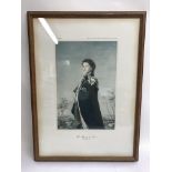 A framed and glazed print portrait of Her Majesty The Queen by Pietro Annigoni.