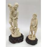 Two ivory carved figures of Oriental gentlemen, ap