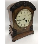 A mahogany single fusee mantle clock, approx heigh