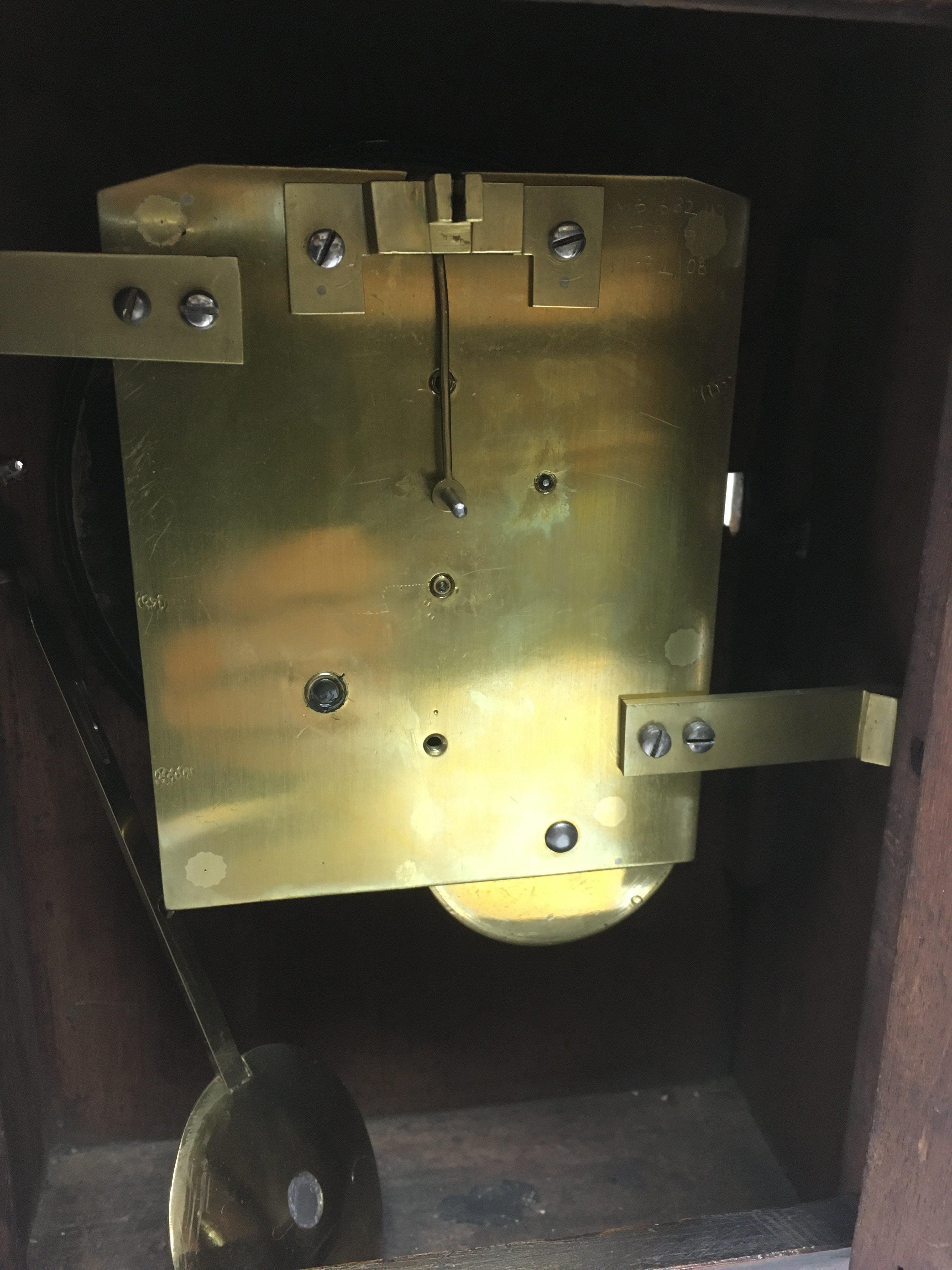 A mahogany single fusee mantle clock, approx heigh - Image 2 of 2