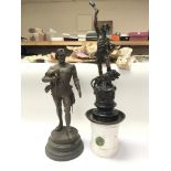 A pair of Victorian classical spelter lamps togeth