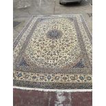 A very large hand woven part silk Iranian carpet o