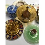 A collection of glass ornaments and ceramics inclu