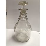 A George III glass decanter with a ring neck and m