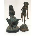 Two spelter type figures of ladies of classical an