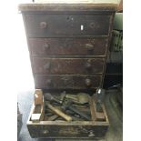 A small Victorian 5 drawer chest containing a coll