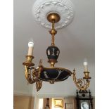 A Wedgwood Black jasper light fitting with three g