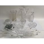 A collection of cut glass including a large French