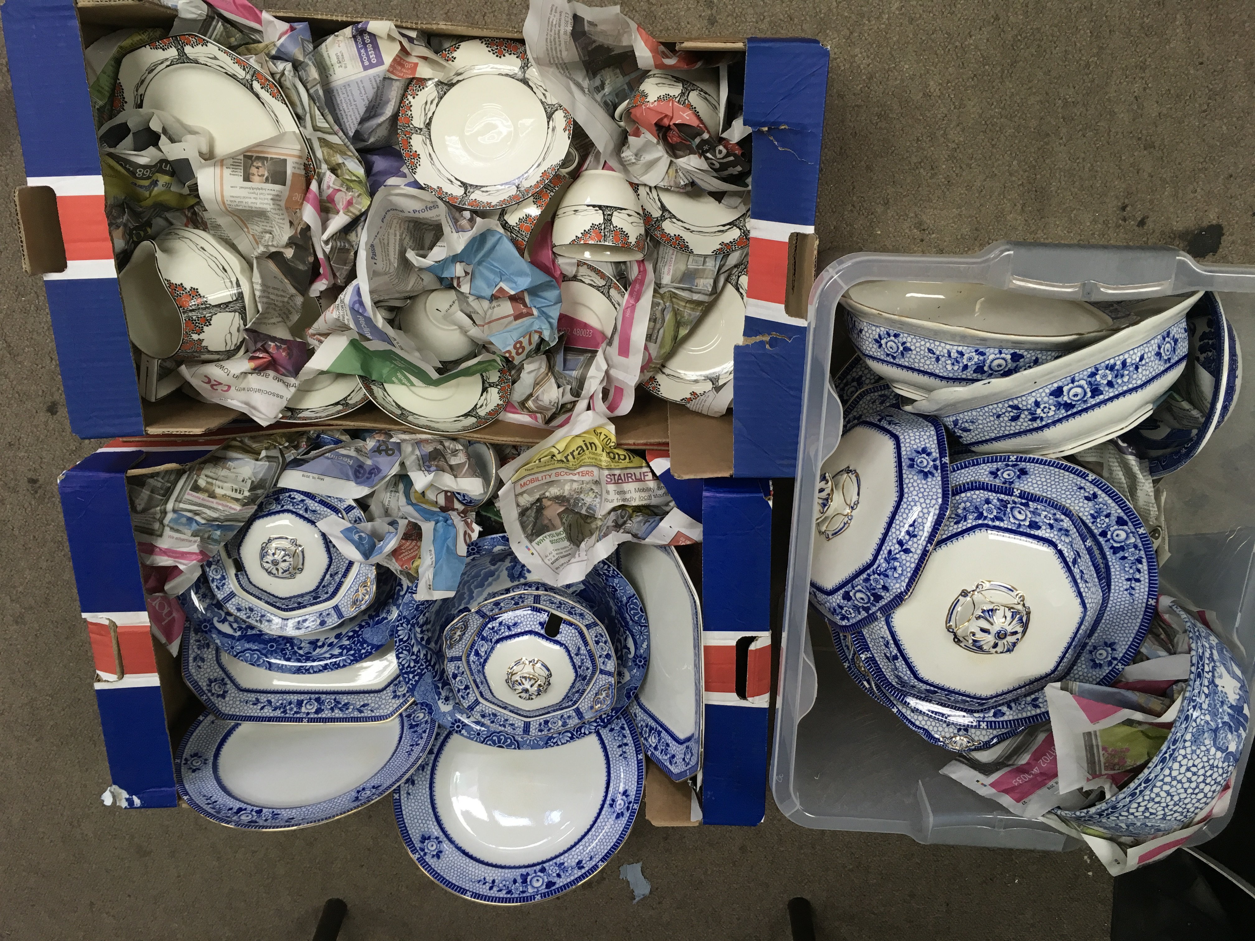 A Burleighware blue and white part teaset and anot