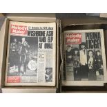 Seven boxes containing a large collection of vintage music magazines inoculated Melody Maker, NME,